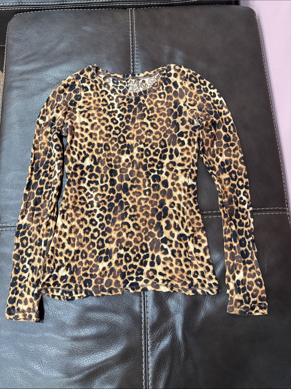 Express Leopard Print Long Sleeve Top - Brown & Black